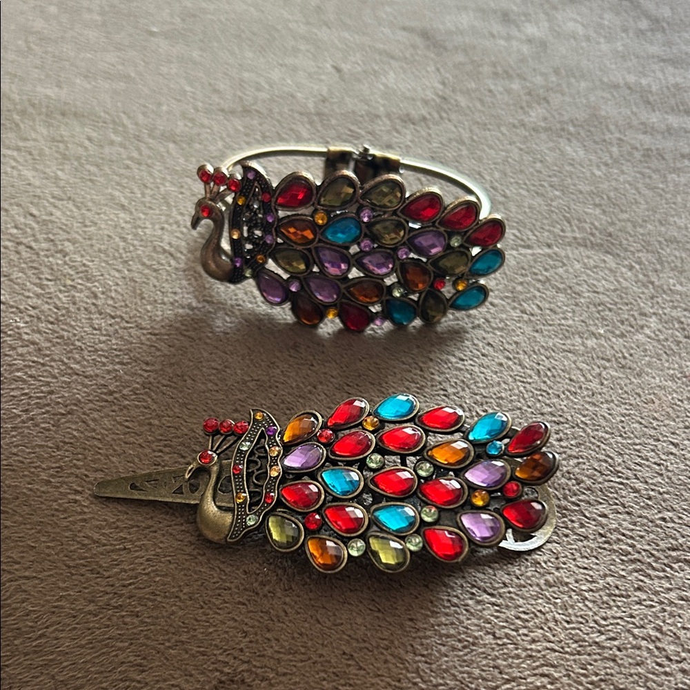 Colorful Peacock Design Jewelry Set
